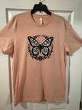 Floral butterfly short sleeve T shirt