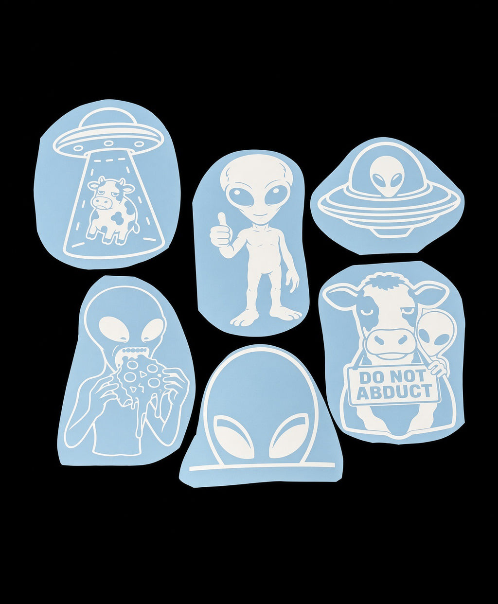 Alien themed vinyl decals 6pk
