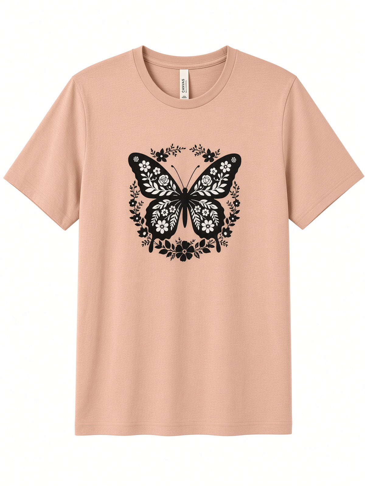 Floral butterfly short sleeve T shirt