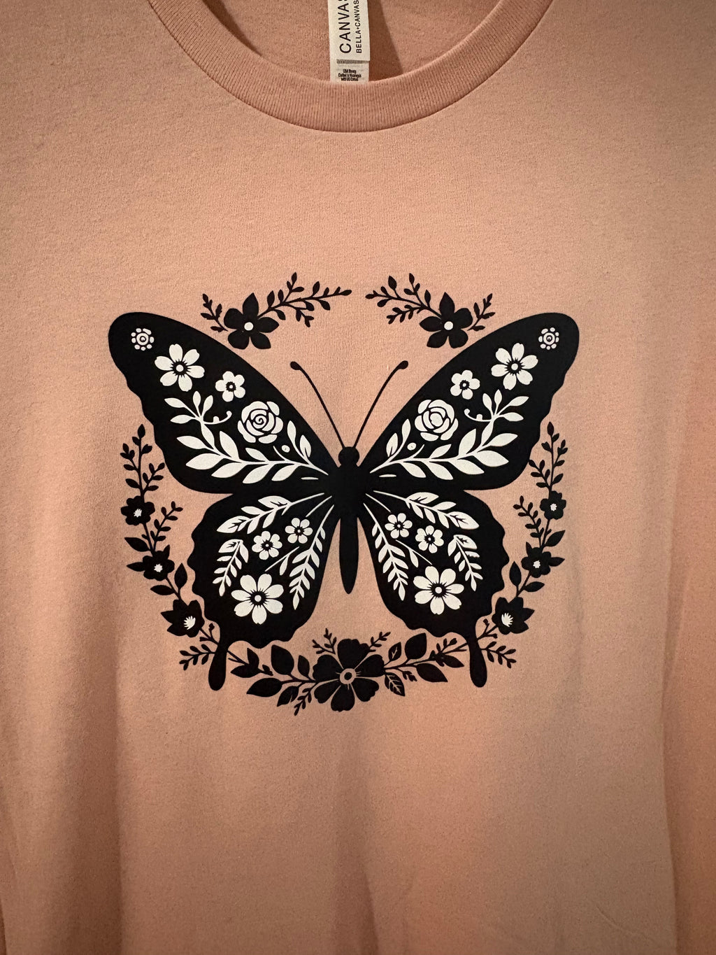 Floral butterfly short sleeve T shirt