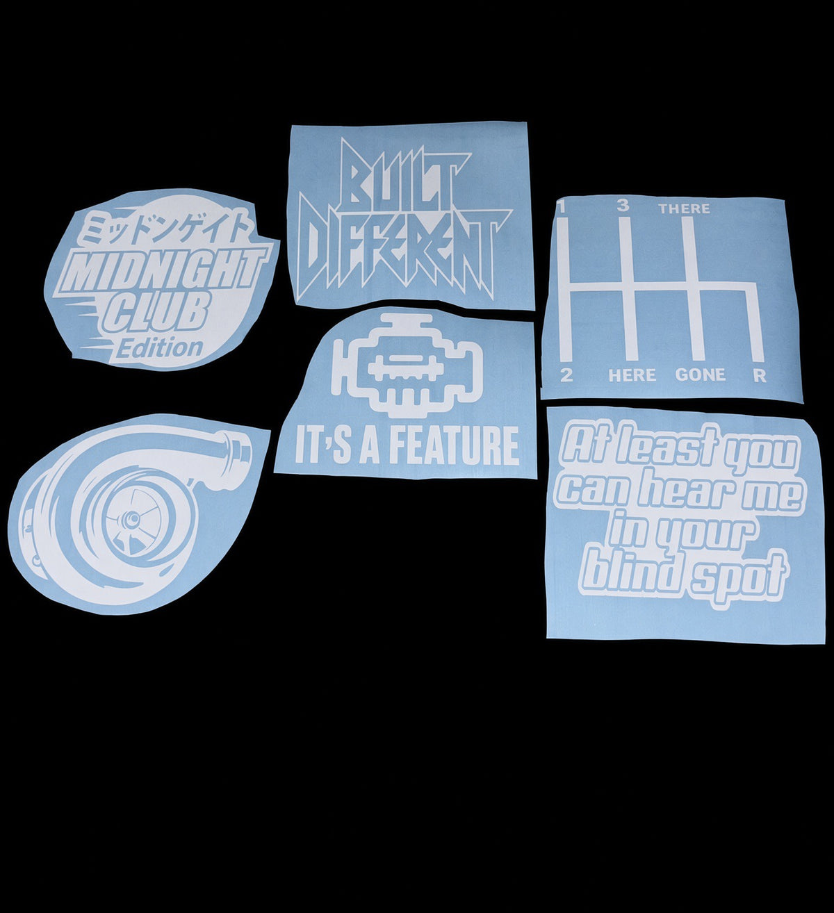 Auto themed vinyl decals 6pk