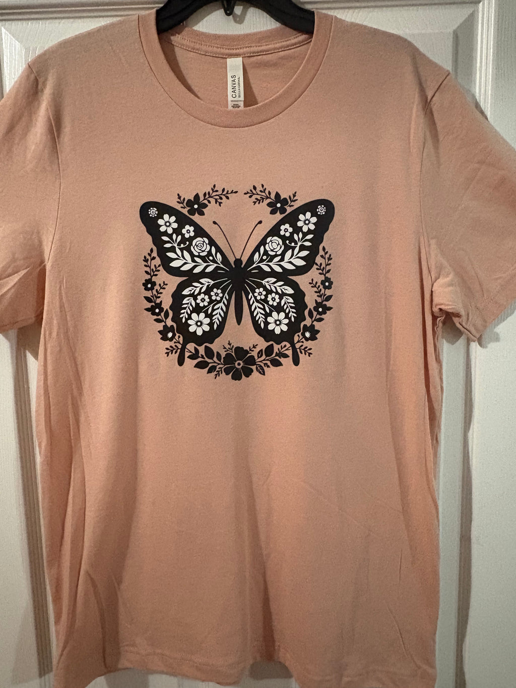 Floral butterfly short sleeve T shirt